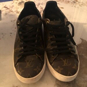Louis Vuitton Black and Gold Monogram Sneakers